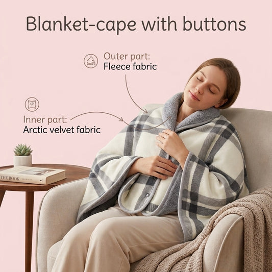 Velvet Blanket-Cape with Buttons